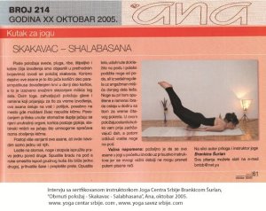 Intervju Brankica Šurlan,Skakvac - shalabasana