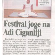Joga Savez Srbije, Drugi festival joge na Adi, Blic, 2011.