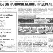 Joga Savez Srbije, Požarevačke novine – Reč naroda, 2011.
