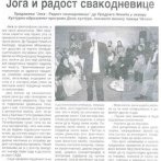 Čačanske novine o predavanju prof. dr Predraga Nikića, Joga i radost svakodnevice, Dom kulture u Čačku, 2011